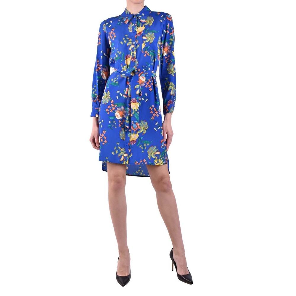 Diane Von Furstenberg Cobalt Blue Floral Shirt Dress Size 6 - Picture 1 of 7